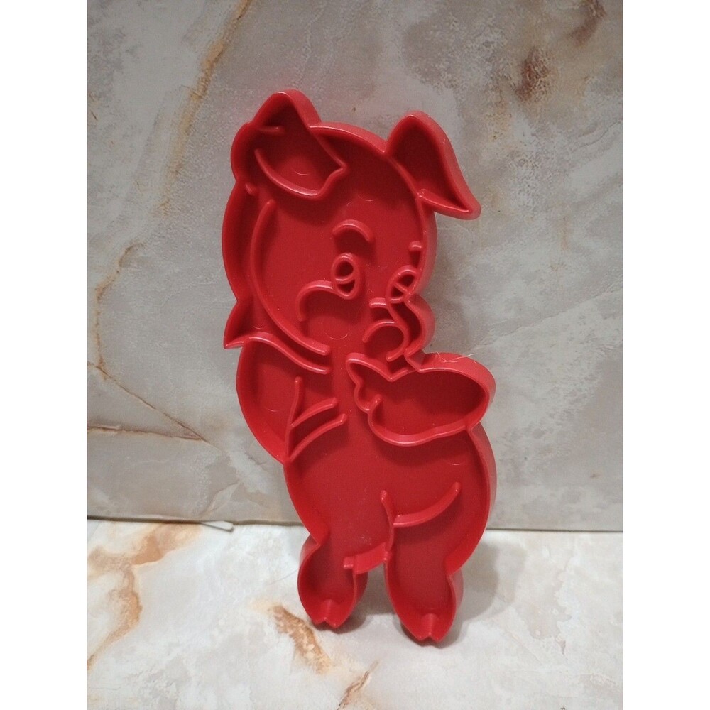 Tupperware Cookie Cutter VINTAGE Porky Pig Red Plastic 5"